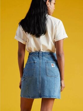 OBEY Rebuilt Denim Carpenter Mini Skirt Sz26